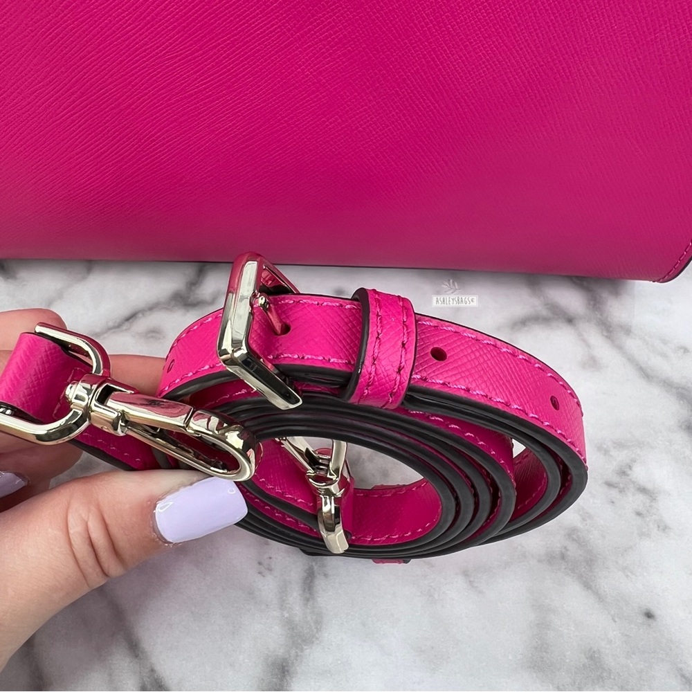 Kate Spade Staci Small Satchel Crossbody In Deep Hibis Pink - Picture 8 of 9
